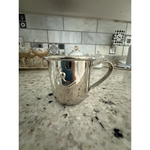 Vintage 1987 Silver Plated Baby Sippy Cup; Duck Embossed With plastic sipper lid - Picture 4 of 4
